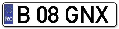 Placuta inmatriculare numar auto  B-08-GNX, B 08 GNX, B08GNX
