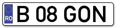 Placuta inmatriculare numar auto  B-08-GON, B 08 GON, B08GON
