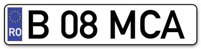 Placuta inmatriculare numar auto  B-08-MCA, B 08 MCA, B08MCA