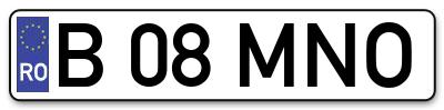 Placuta inmatriculare numar auto  B-08-MNO, B 08 MNO, B08MNO