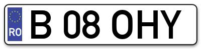 Placuta inmatriculare numar auto  B-08-OHY, B 08 OHY, B08OHY