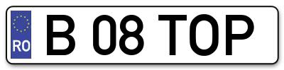 Placuta inmatriculare numar auto  B-08-TOP, B 08 TOP, B08TOP