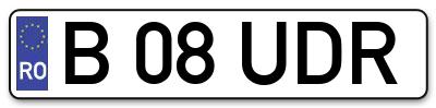 Placuta inmatriculare numar auto  B-08-UDR, B 08 UDR, B08UDR