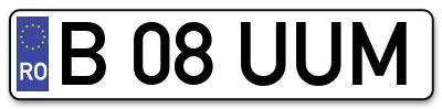 Placuta inmatriculare numar auto  B-08-UUM, B 08 UUM, B08UUM