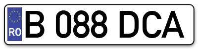 Placuta inmatriculare numar auto  B-088-DCA, B 088 DCA, B088DCA