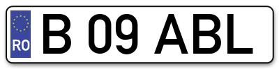 Placuta inmatriculare numar auto  B-09-ABL, B 09 ABL, B09ABL