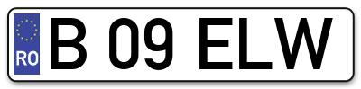 Placuta inmatriculare numar auto  B-09-ELW, B 09 ELW, B09ELW