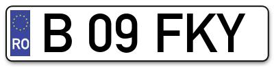 Placuta inmatriculare numar auto  B-09-FKY, B 09 FKY, B09FKY