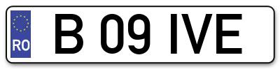 Placuta inmatriculare numar auto  B-09-IVE, B 09 IVE, B09IVE