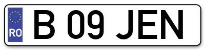 Placuta inmatriculare numar auto  B-09-JEN, B 09 JEN, B09JEN