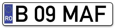 Placuta inmatriculare numar auto  B-09-MAF, B 09 MAF, B09MAF