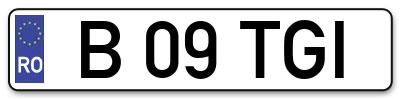 Placuta inmatriculare numar auto  B-09-TGI, B 09 TGI, B09TGI