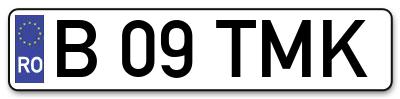 Placuta inmatriculare numar auto  B-09-TMK, B 09 TMK, B09TMK