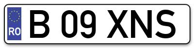Placuta inmatriculare numar auto  B-09-XNS, B 09 XNS, B09XNS