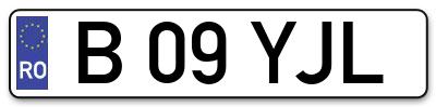 Placuta inmatriculare numar auto  B-09-YJL, B 09 YJL, B09YJL