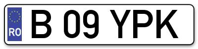 Placuta inmatriculare numar auto  B-09-YPK, B 09 YPK, B09YPK