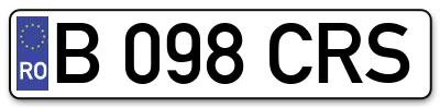 Placuta inmatriculare numar auto  B-098-CRS, B 098 CRS, B098CRS
