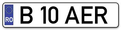 Placuta inmatriculare numar auto  B-10-AER, B 10 AER, B10AER