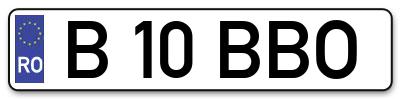 Placuta inmatriculare numar auto  B-10-BBO, B 10 BBO, B10BBO