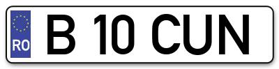 Placuta inmatriculare numar auto  B-10-CUN, B 10 CUN, B10CUN