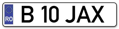 Placuta inmatriculare numar auto  B-10-JAX, B 10 JAX, B10JAX