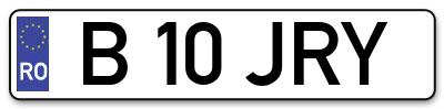Placuta inmatriculare numar auto  B-10-JRY, B 10 JRY, B10JRY