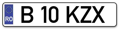 Placuta inmatriculare numar auto  B-10-KZX, B 10 KZX, B10KZX