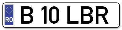 Placuta inmatriculare numar auto  B-10-LBR, B 10 LBR, B10LBR