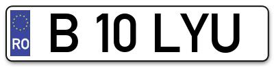 Placuta inmatriculare numar auto  B-10-LYU, B 10 LYU, B10LYU