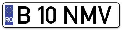 Placuta inmatriculare numar auto  B-10-NMV, B 10 NMV, B10NMV