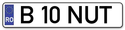 Placuta inmatriculare numar auto  B-10-NUT, B 10 NUT, B10NUT