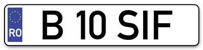 Placuta inmatriculare numar auto  B-10-SIF, B 10 SIF, B10SIF