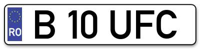 Placuta inmatriculare numar auto  B-10-UFC, B 10 UFC, B10UFC