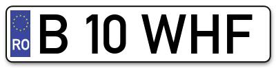 Placuta inmatriculare numar auto  B-10-WHF, B 10 WHF, B10WHF