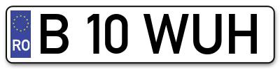 Placuta inmatriculare numar auto  B-10-WUH, B 10 WUH, B10WUH