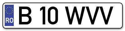 Placuta inmatriculare numar auto  B-10-WVV, B 10 WVV, B10WVV
