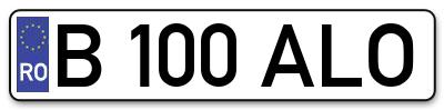 Placuta inmatriculare numar auto  B-100-ALO, B 100 ALO, B100ALO