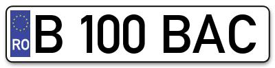 Placuta inmatriculare numar auto  B-100-BAC, B 100 BAC, B100BAC