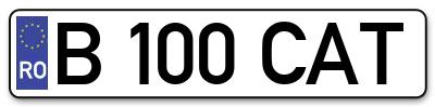 Placuta inmatriculare numar auto  B-100-CAT, B 100 CAT, B100CAT