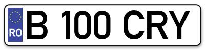 Placuta inmatriculare numar auto  B-100-CRY, B 100 CRY, B100CRY