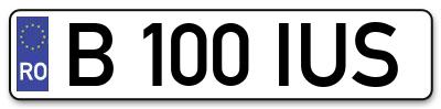 Placuta inmatriculare numar auto  B-100-IUS, B 100 IUS, B100IUS
