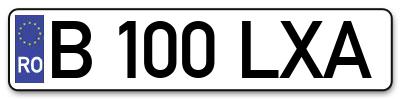 Placuta inmatriculare numar auto  B-100-LXA, B 100 LXA, B100LXA