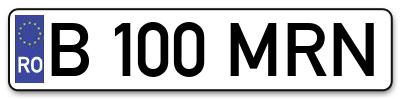 Placuta inmatriculare numar auto  B-100-MRN, B 100 MRN, B100MRN