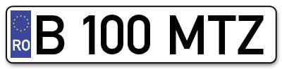 Placuta inmatriculare numar auto  B-100-MTZ, B 100 MTZ, B100MTZ