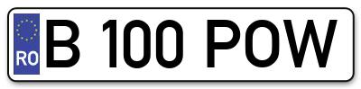 Placuta inmatriculare numar auto  B-100-POW, B 100 POW, B100POW