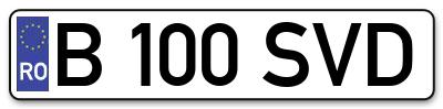 Placuta inmatriculare numar auto  B-100-SVD, B 100 SVD, B100SVD