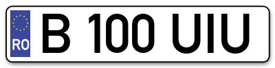 Placuta inmatriculare numar auto  B-100-UIU, B 100 UIU, B100UIU