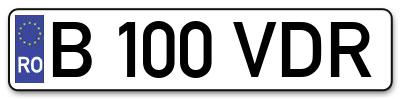Placuta inmatriculare numar auto  B-100-VDR, B 100 VDR, B100VDR