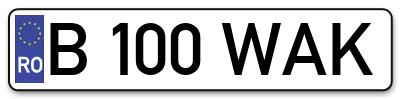 Placuta inmatriculare numar auto  B-100-WAK, B 100 WAK, B100WAK