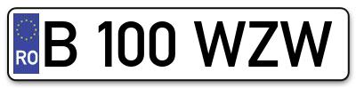 Placuta inmatriculare numar auto  B-100-WZW, B 100 WZW, B100WZW